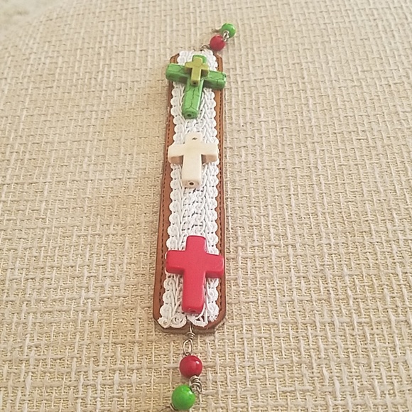 Cross Leather Cuff - Picture 1 of 5